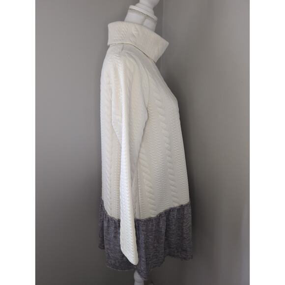 Thml quilted ivory heathered gray ruffle dress Med - Picture 4 of 6
